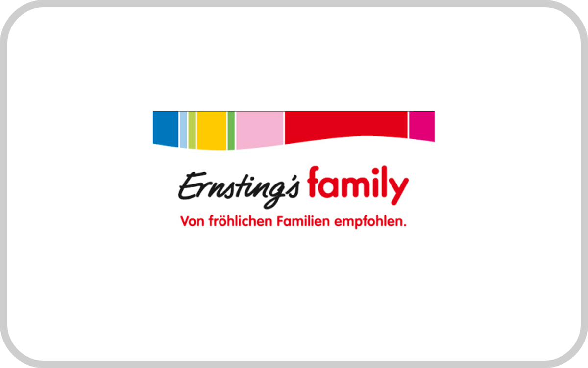 Ernsting's Germany Gift Card available in Germany with options of €10.0, €25.0, €50.0. Perfect for shopping and gifts. Ernsting's - von fröhlichen Familien empfohlen....