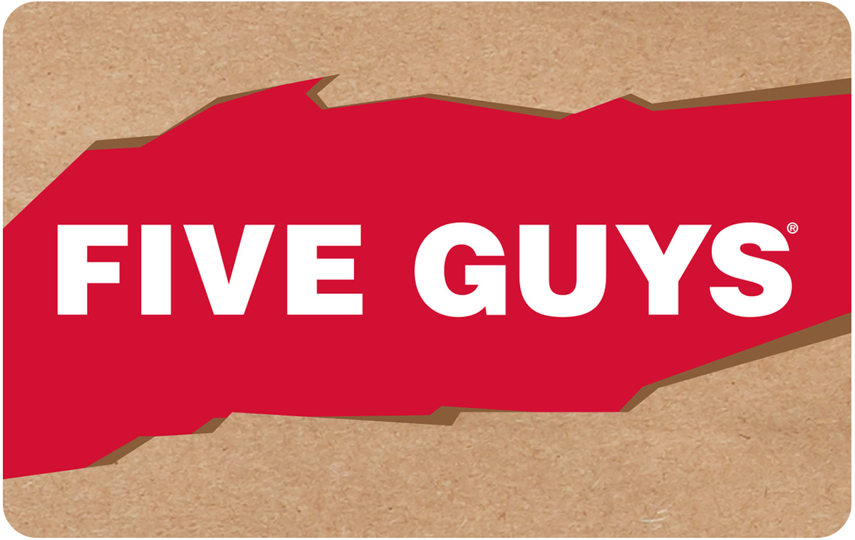 Five Guys Gift Card available in United States with options of $10 - $200. Perfect for shopping and gifts. FIVE GUYS® is a family-run burgers and fries joint...