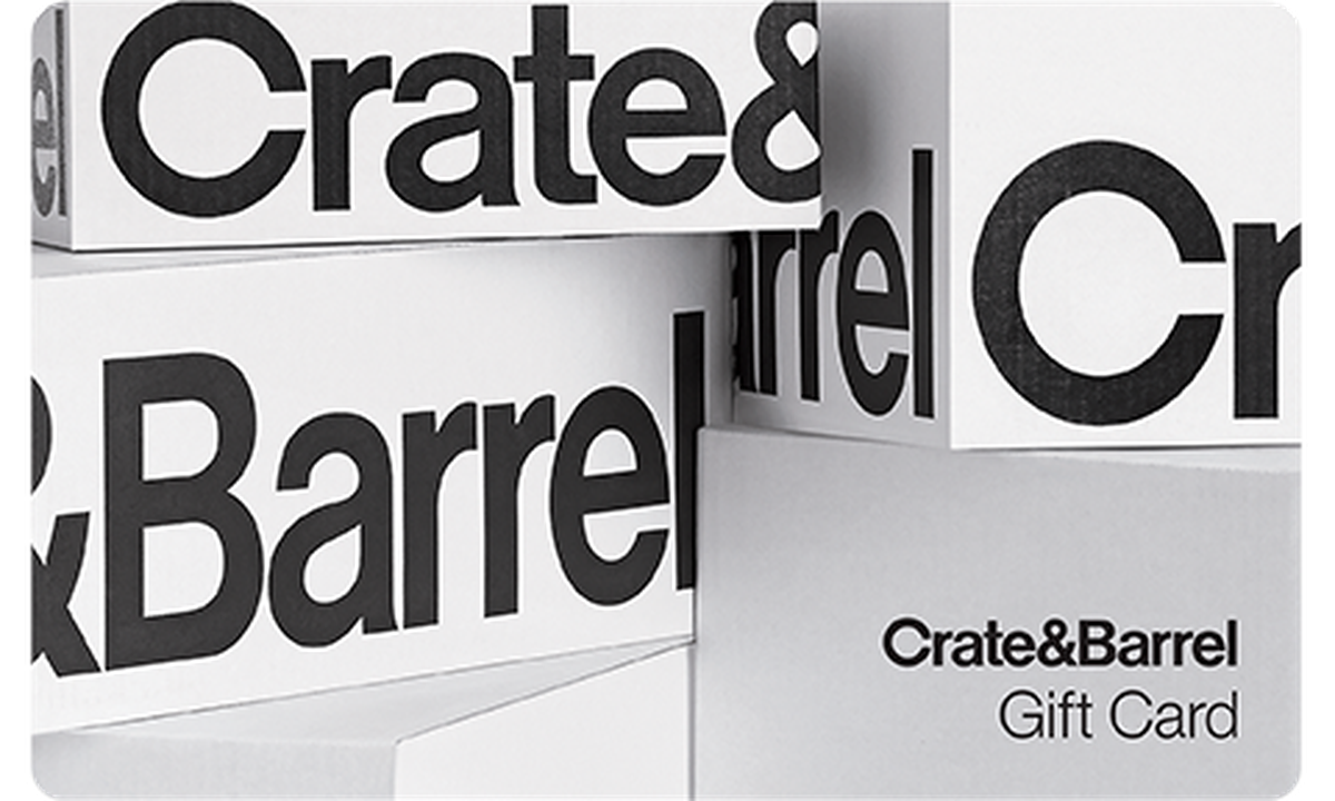 Crate and Barrel Canada Gift Card available in Canada with options of $25 - $250. Perfect for shopping and gifts. Crate and Barrel est une source d'inspiration pour...