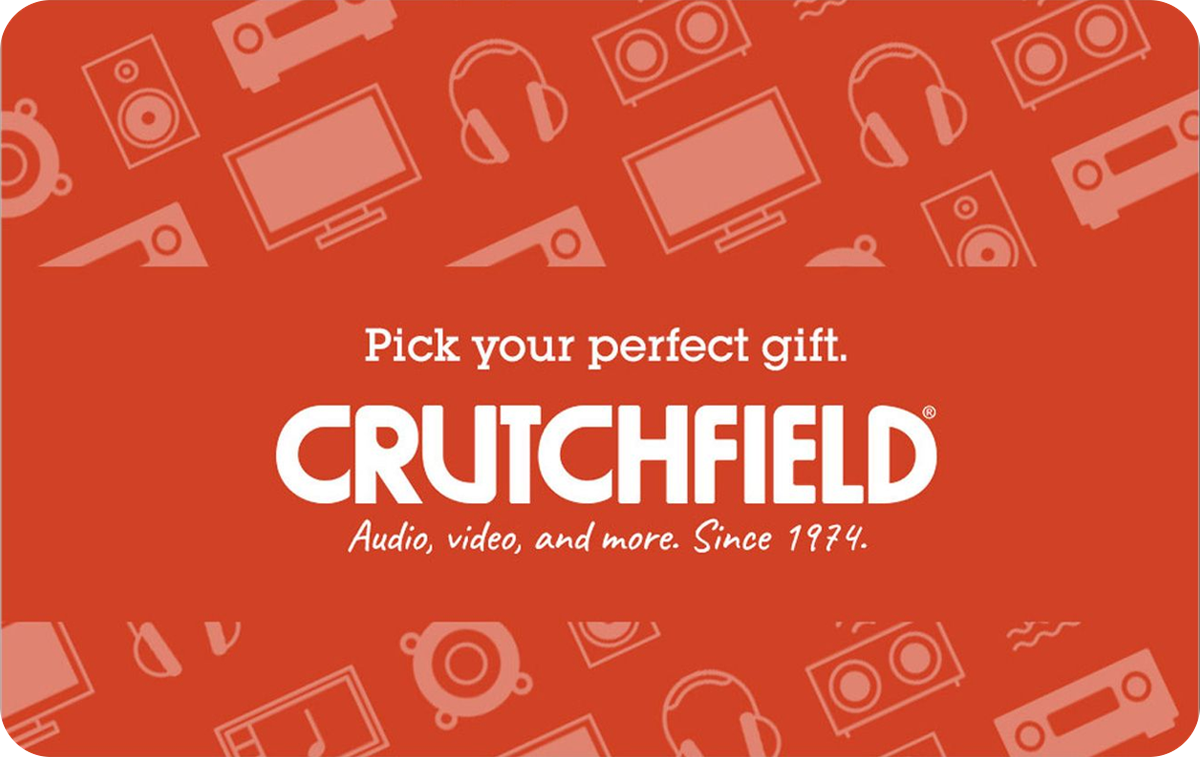 Crutchfield Gift Card available in United States with options of $25.0, $50.0, $100.0. Perfect for shopping and gifts. Crutchfield has been helping connect people with c...