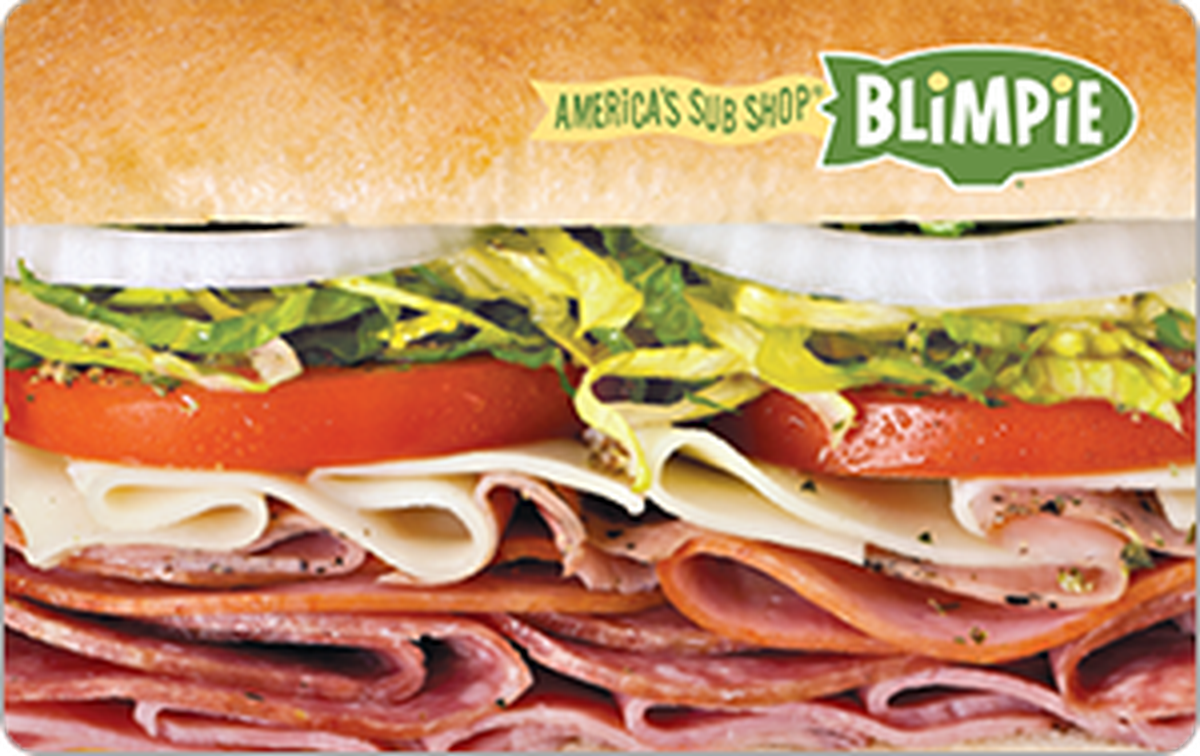 Blimpie Gift Card available in United States with options of $5.0, $10.0, $25.0, $50.0. Perfect for shopping and gifts. Blimpie has been your neighborhood deli destinatio...