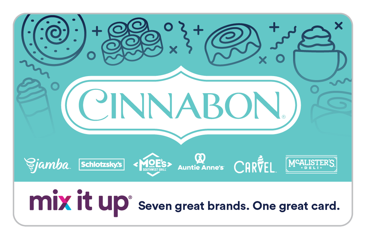 Cinnabon – Mix It Up® Gift Card available in United States with options of $5 - $200. Perfect for shopping and gifts. Cinnabon is the market leader among cinnamon roll ...