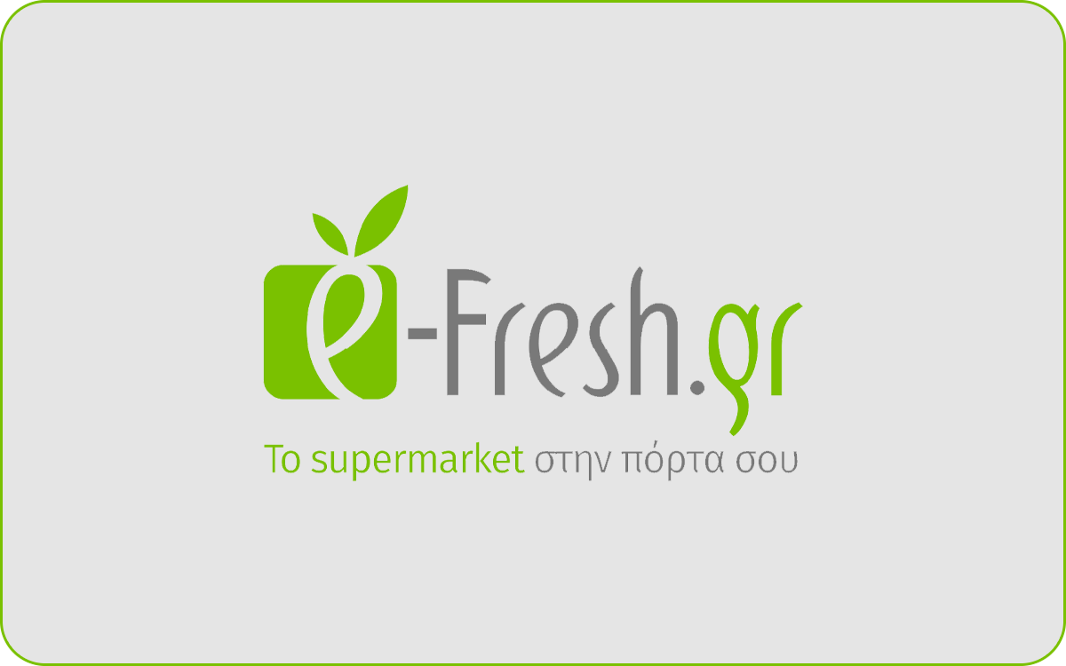 E-Fresh Greece Gift Card available in Greece with options of €20.0, €50.0. Perfect for shopping and gifts. Ηλεκτρονικό σουπερμάρκετ που εξυπηρετεί στην Αθήνα...