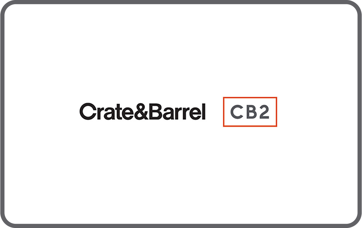 CB2 Canada Gift Card available in Canada with options of $25 - $250. Perfect for shopping and gifts. CB2, mobilier et décoration pour la maison moderne...