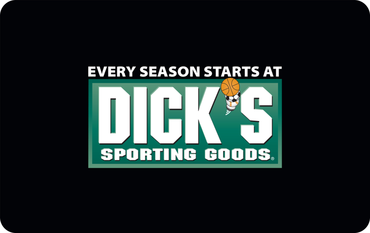 Dick's Sporting Goods Gift Card available in United States with options of $25.0, $50.0, $100.0. Perfect for shopping and gifts. The best collection of sporting goods, apparel and...